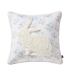 My Texas House 18" White/Multi Floral Bunny Pillow, Easter 2026